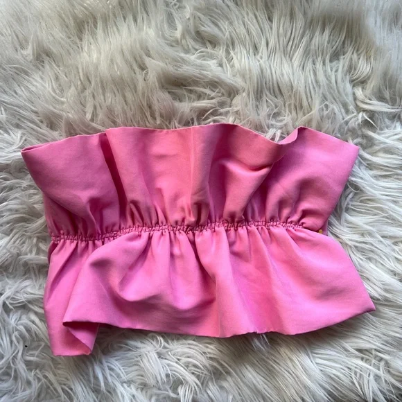 Zara Pink Ruffle Strapless Tube Top NWT - Picture 7 of 7